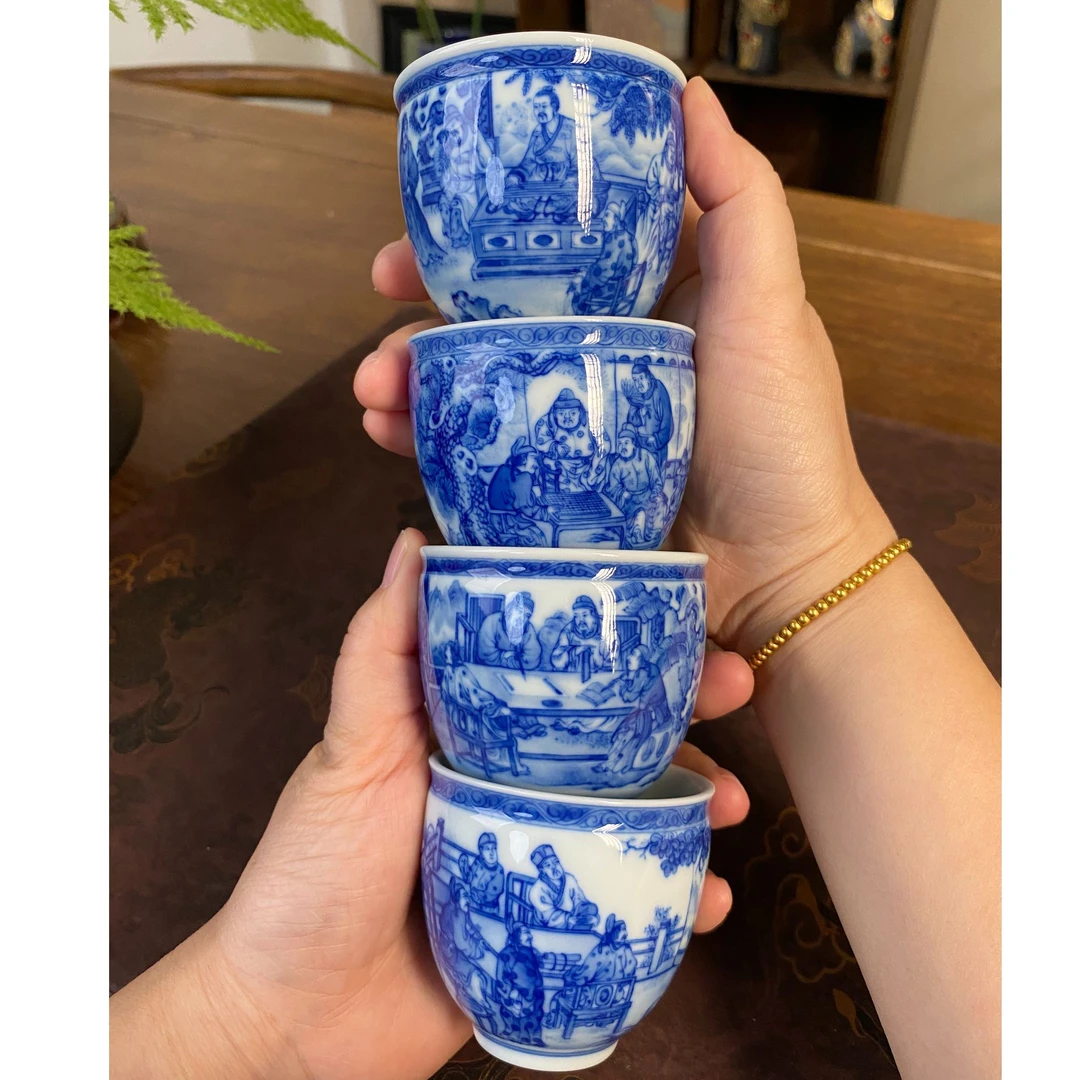 【晓竹窑】琴棋书画套组精工手绘喝茶主人杯景德镇纯手工茶器茶具