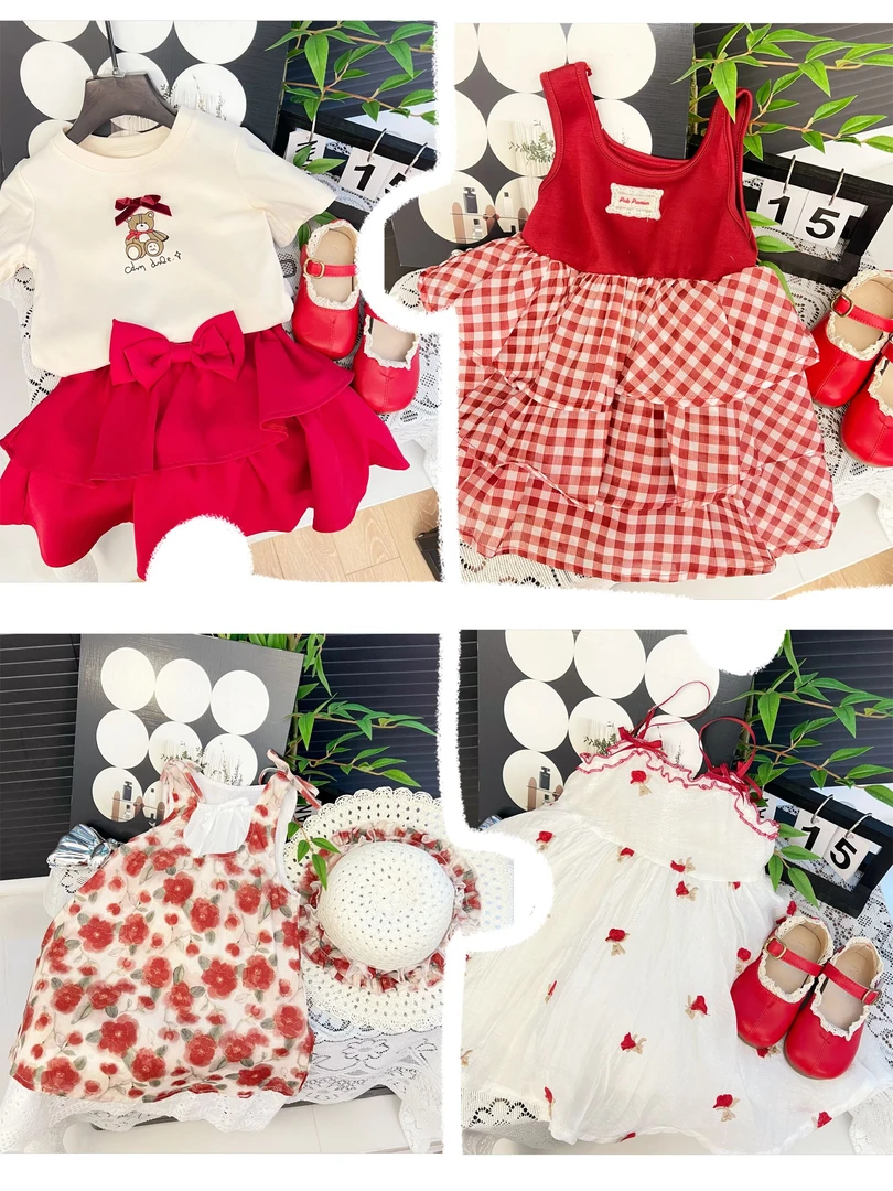 231-299  2025儿童百搭休闲夏季潮流洋气时髦韩版女孩连衣裙套装