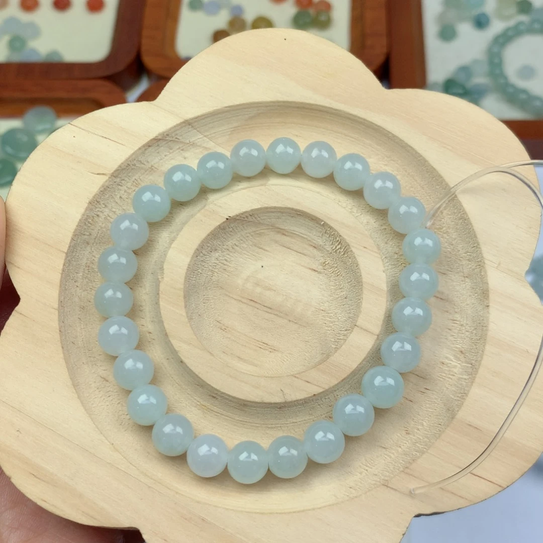 翡翠未镶嵌项链卡7圆珠