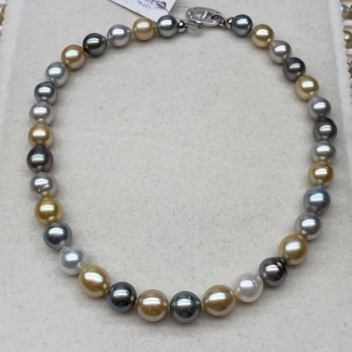 未镶嵌项链海水珍珠三兄弟混彩10.5-12