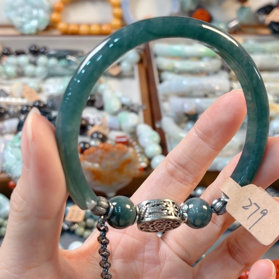 煤***呀未镶嵌手链翡翠手串