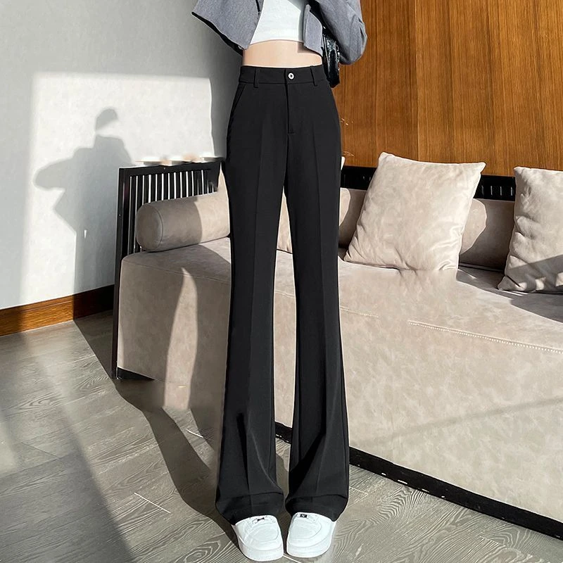 微喇叭裤子女2025秋冬新款休闲裤高腰修身喇叭裤小个子垂感西装裤