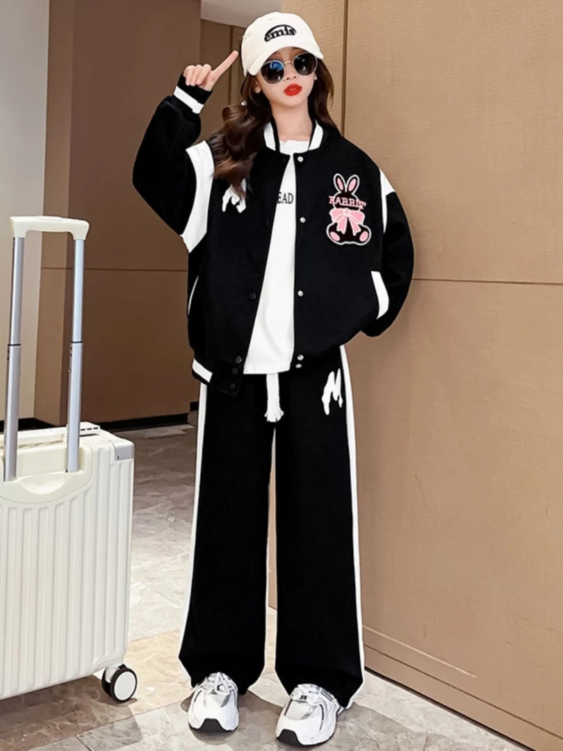 2025女童运动秋装棒球服套装洋气新款时髦休闲中大儿童春秋两件套