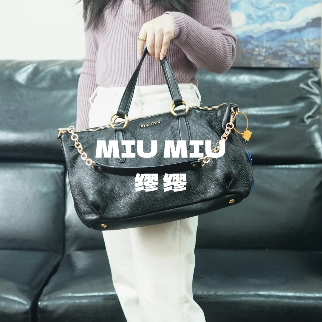 95新 MIU MIU/缪缪 miumiu/黑金单肩包/FYSG10727078/7078