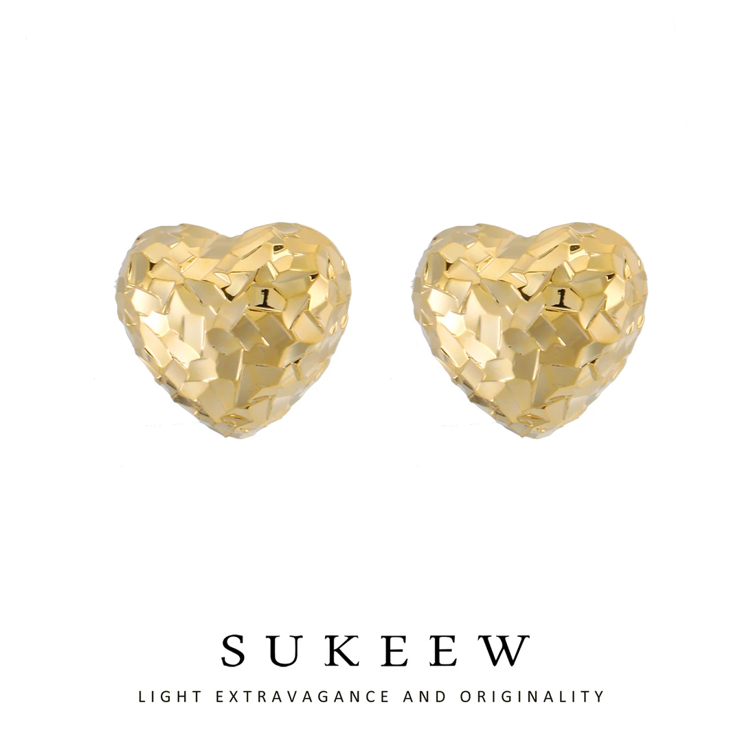 SUKEEW/酥可 镀k金 气质切面爱心潮流立体耳环231009