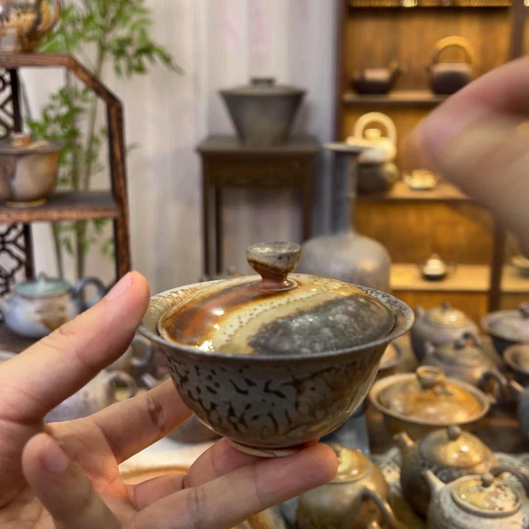 不染柴烧精品盖碗
