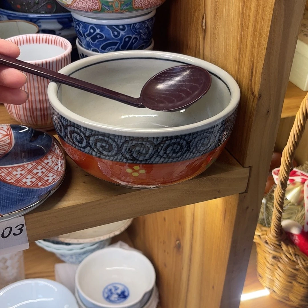 瓷片玥复古赤绘青花面碗