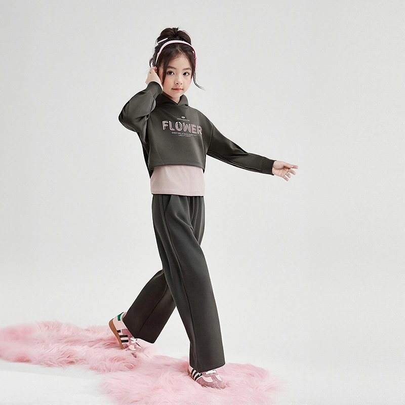 笛莎童装女童套装春秋季新款中大童运动休闲假两件套装-7M253T102