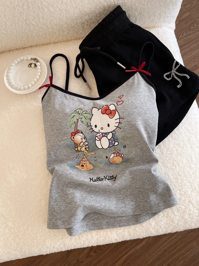 【DMXJ大梦想家】甜美可爱卡通印花睡衣女夏季款新款短裤居家服套装