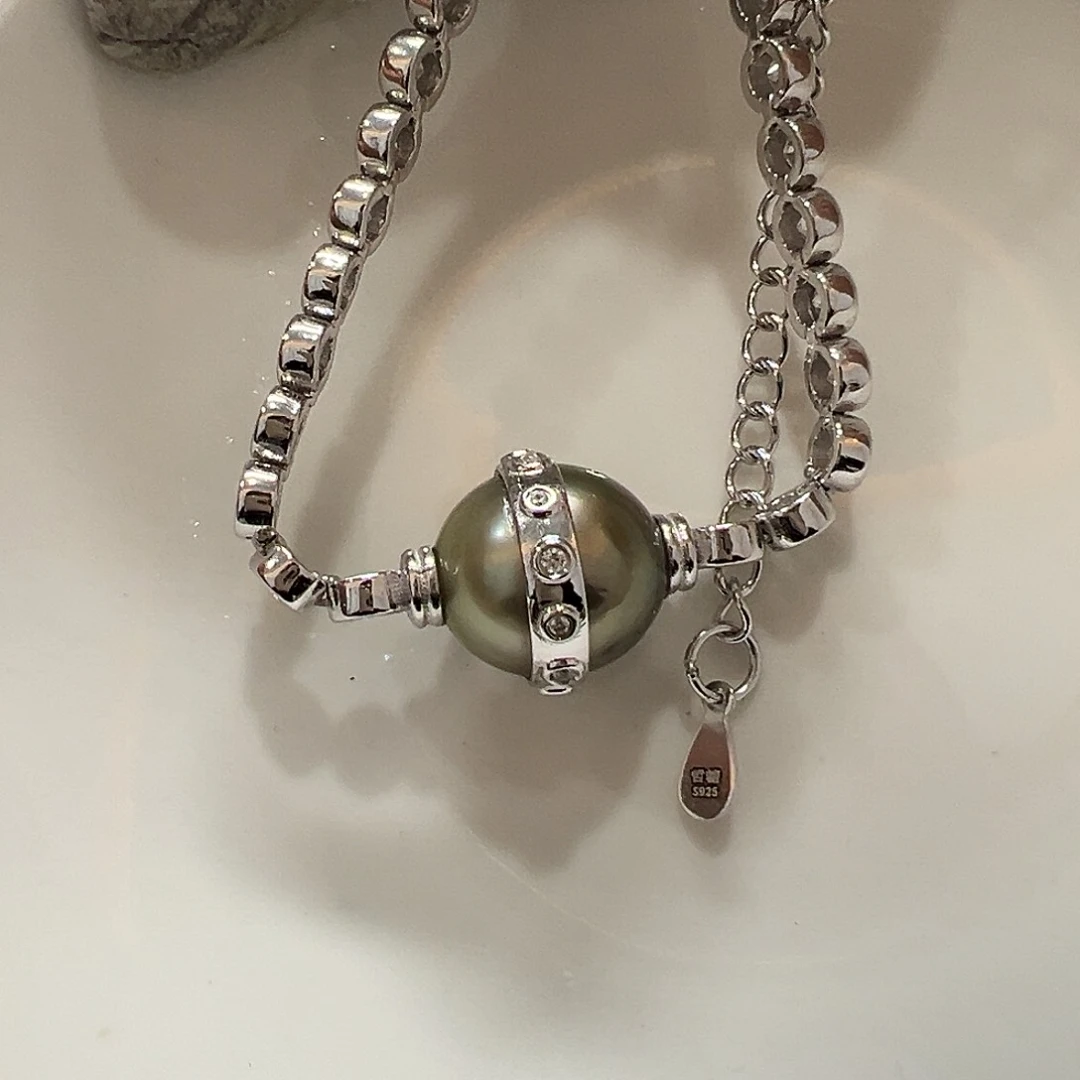 海水珍珠手链银S925镶嵌