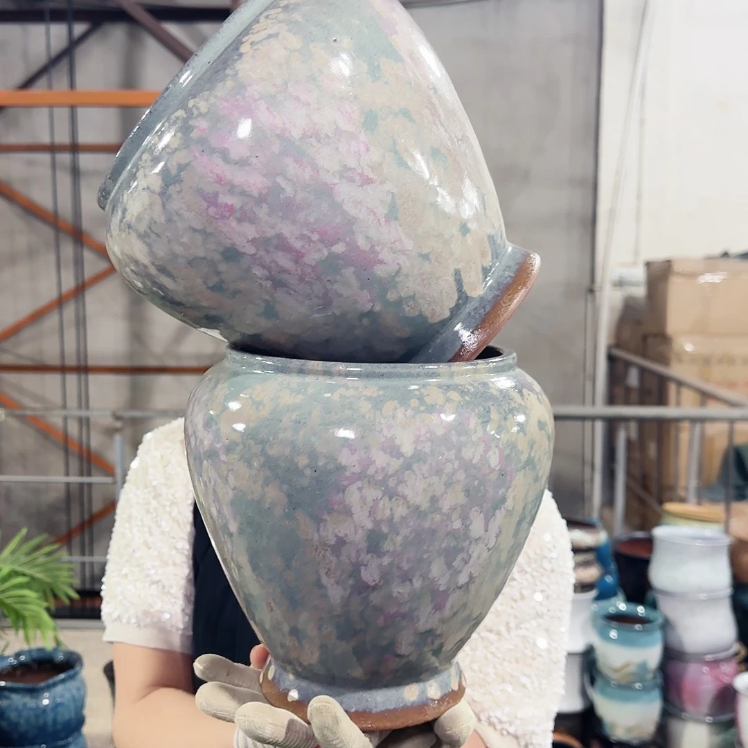 紫砂花盆高21口16