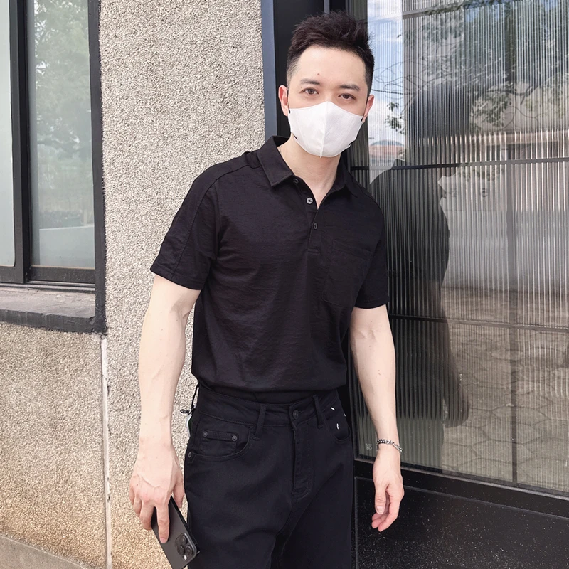 2025夏季新款男士翻领休闲短袖POLO衫修身韩版青年百搭潮流上衣潮