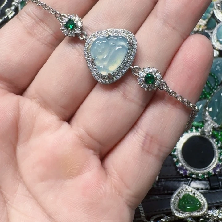 翡翠未镶嵌项链天然A货翡翠放漏