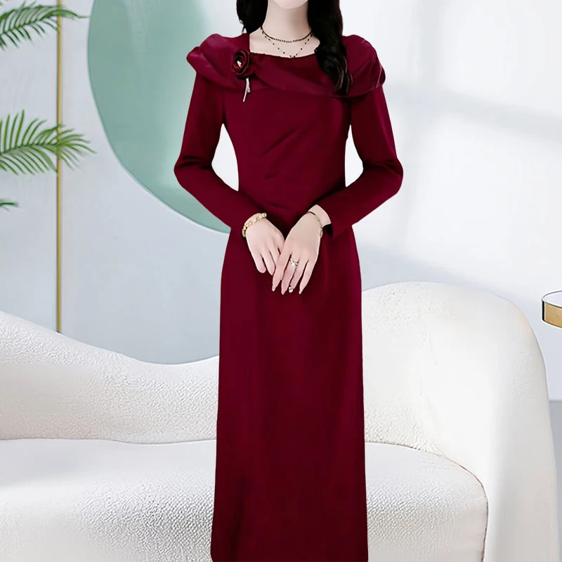 喜婆婆喜妈妈婚宴礼服红色连衣裙2025春季新款高级感修身显瘦裙子