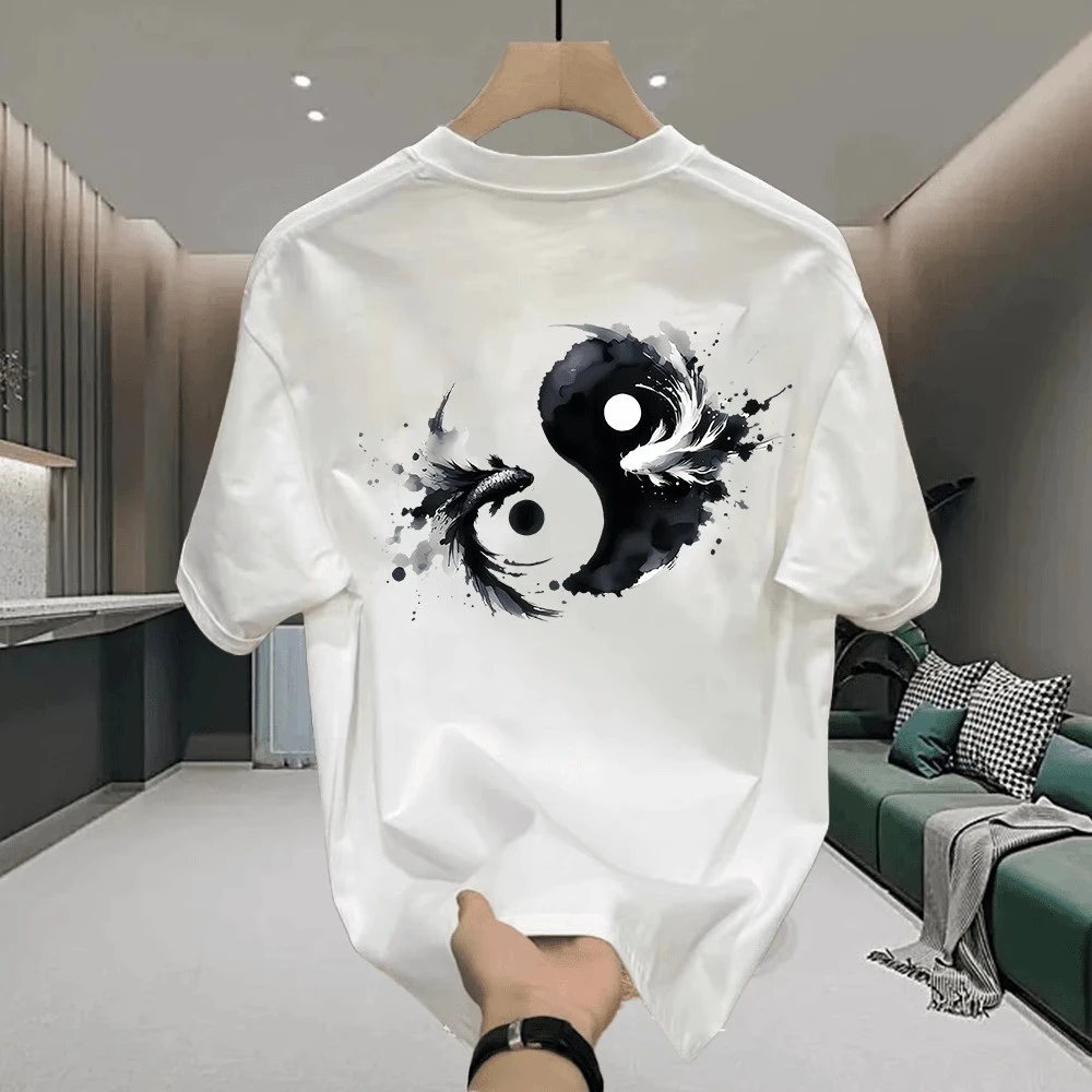 仓石一树夏季男士高端纯棉短袖t恤美式痞帅青年痞帅慵懒风男装