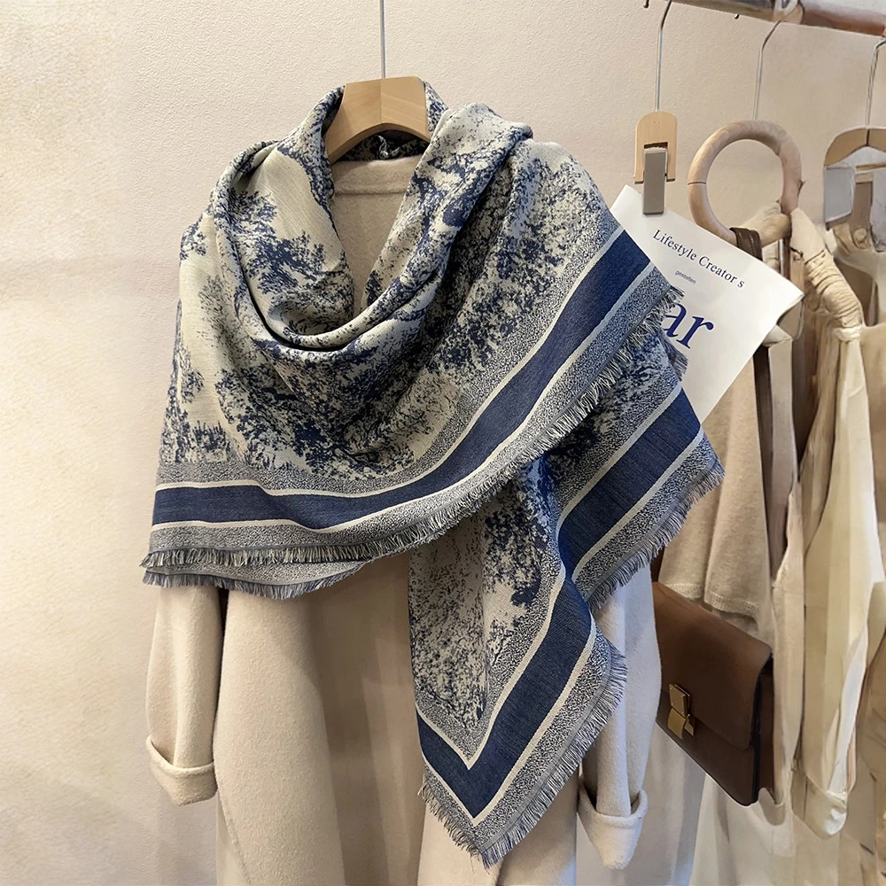 桑蚕丝真丝羊毛丹青135丝毛大方巾2025新款女高端百搭丝围巾披肩