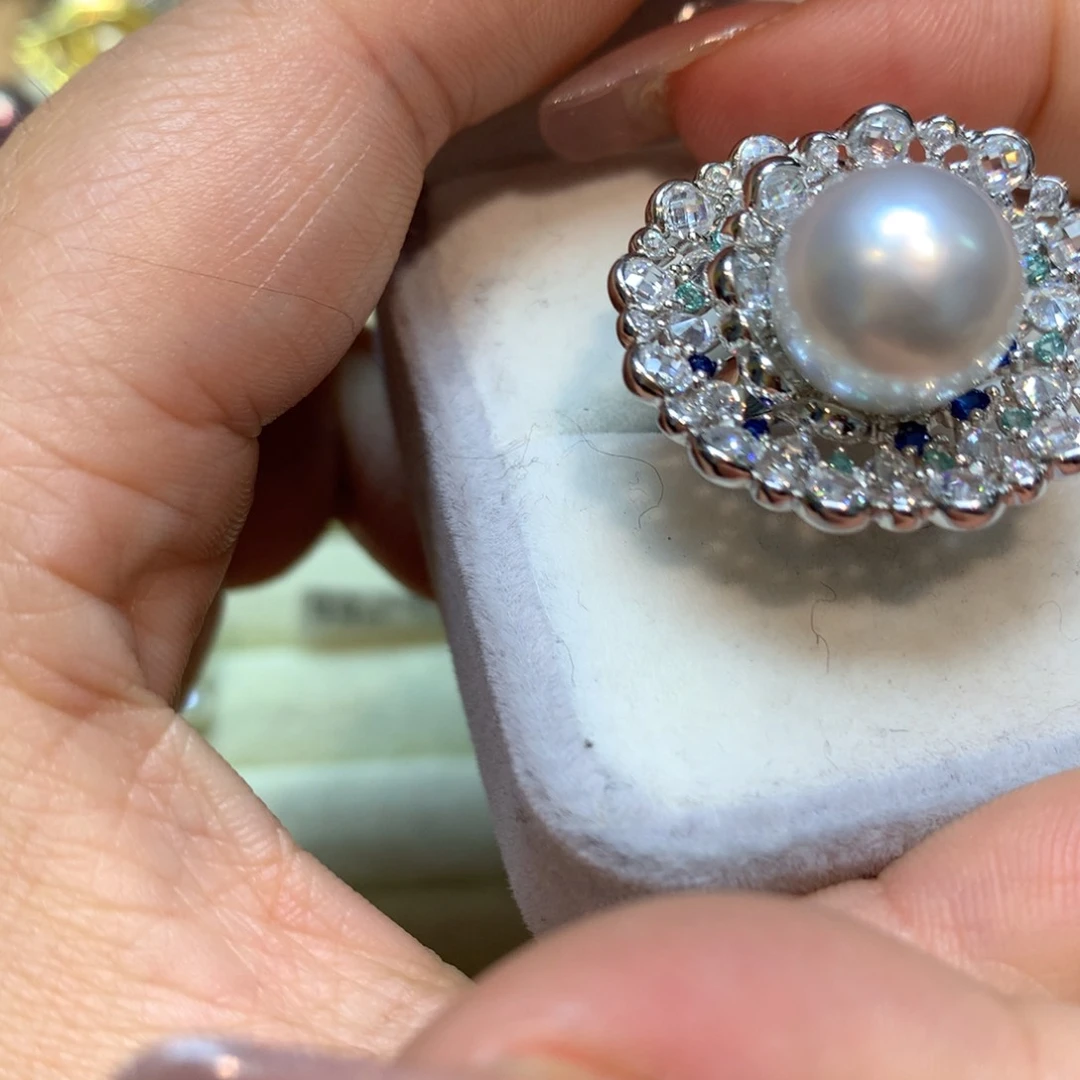 海水珍珠戒指银S925镶嵌