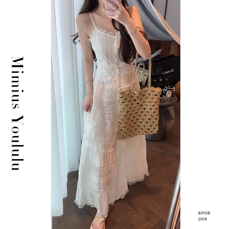 【mimius】&喵喵 高定款优雅系扣吊带连衣裙 G03157