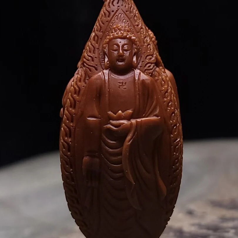 【三圣佛】单籽 文玩橄榄核雕