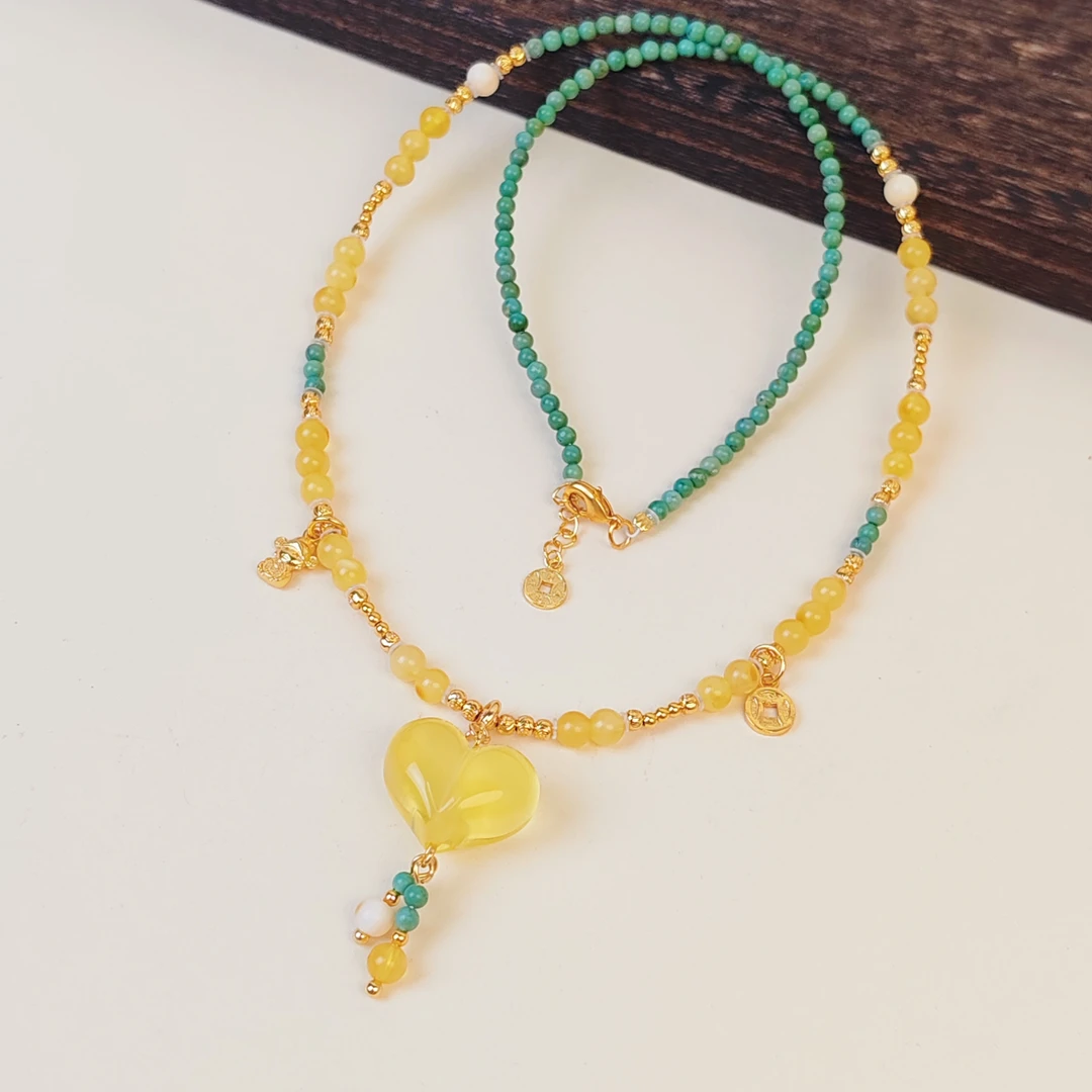 【心动讯号】原矿松爱心屁桃项链（多样性发其一）