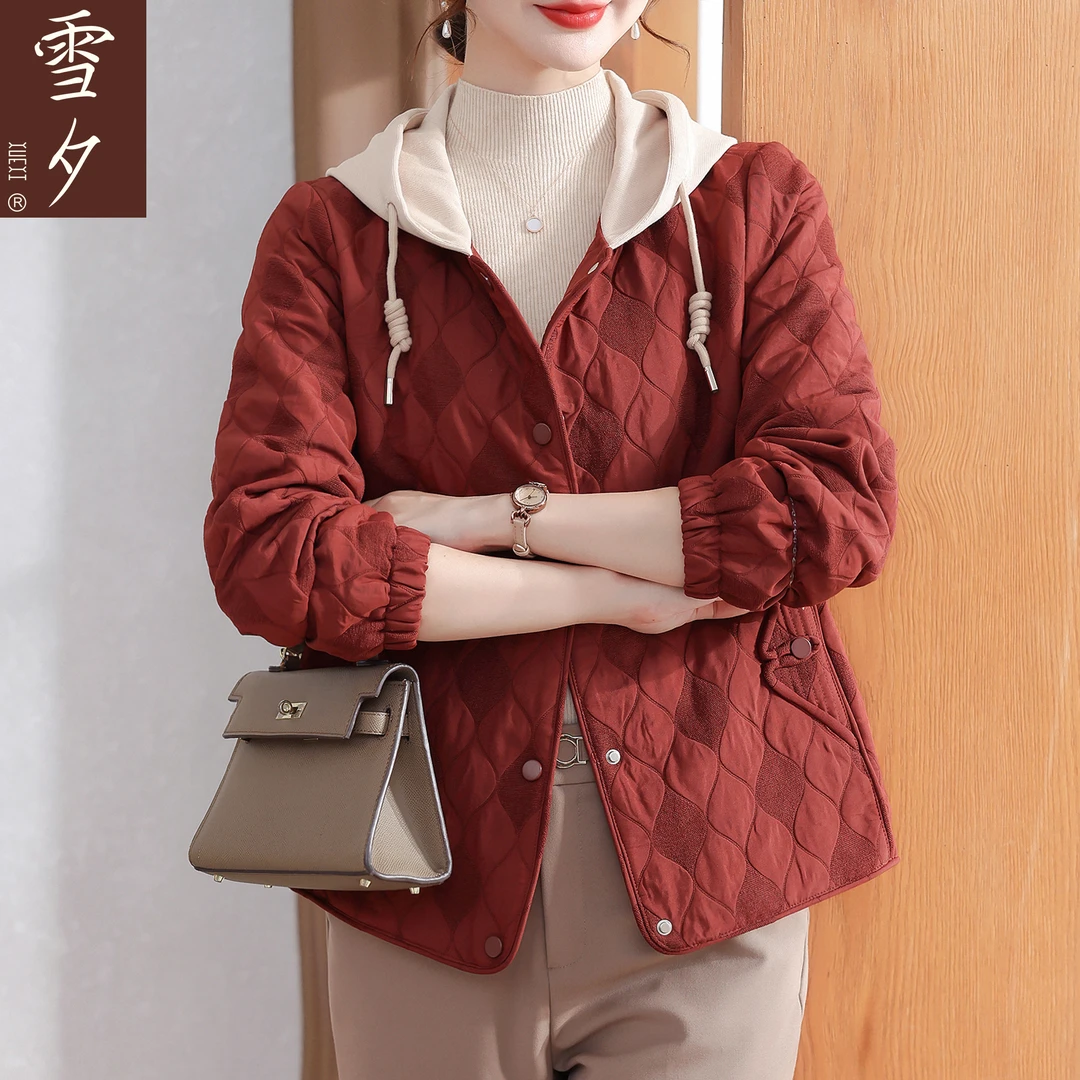 妈妈秋装外套2025新款中老年女装春秋款巨好看的连帽夹克上衣50岁