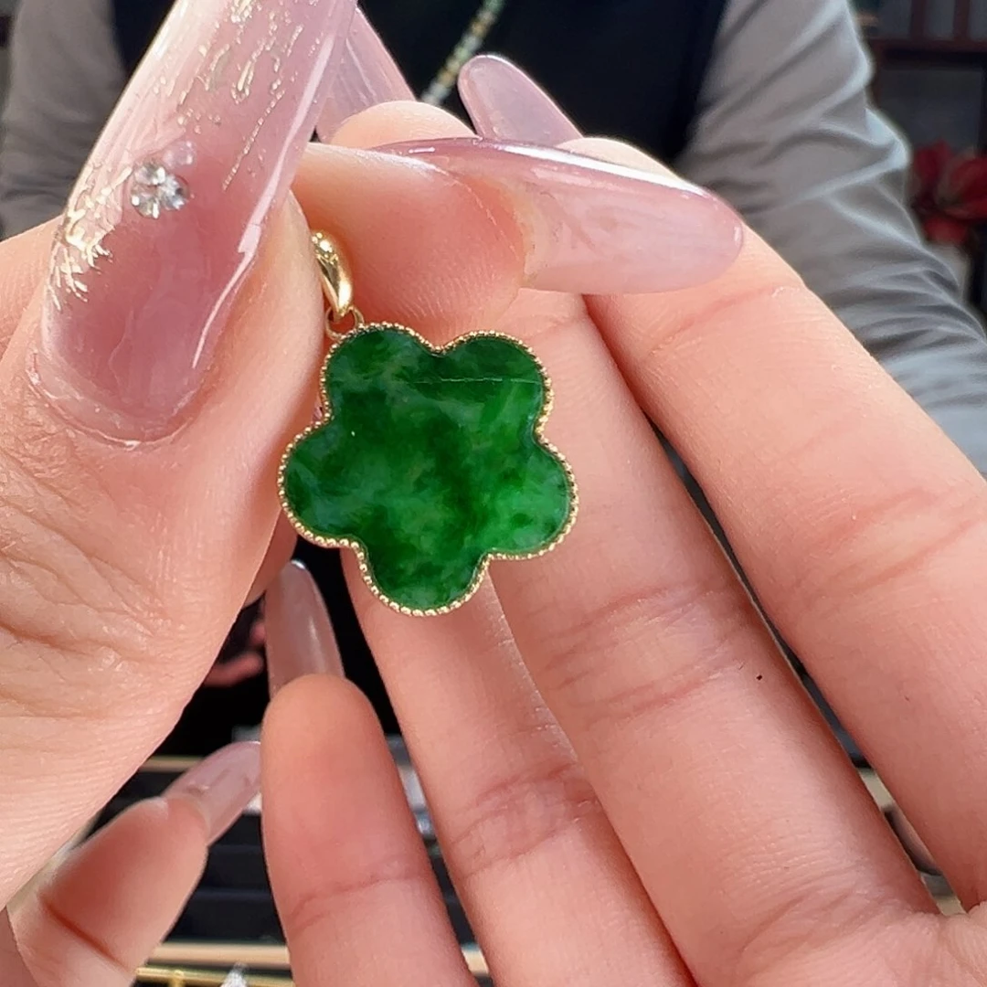 翡翠吊坠(不含链)18K金镶嵌吊坠19