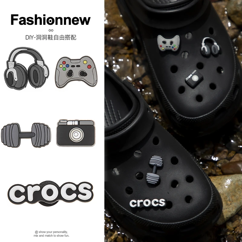 音乐运动黑色洞洞鞋扣配饰洞洞鞋鞋花可拆卸高级diy装饰配件