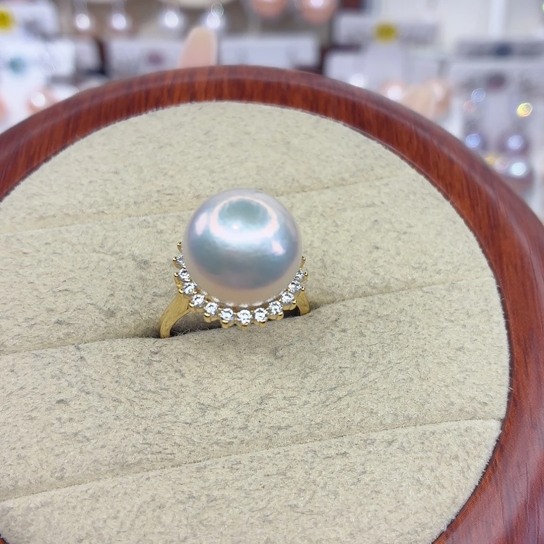 鱼***鱼淡水珍珠银S925镶嵌戒指