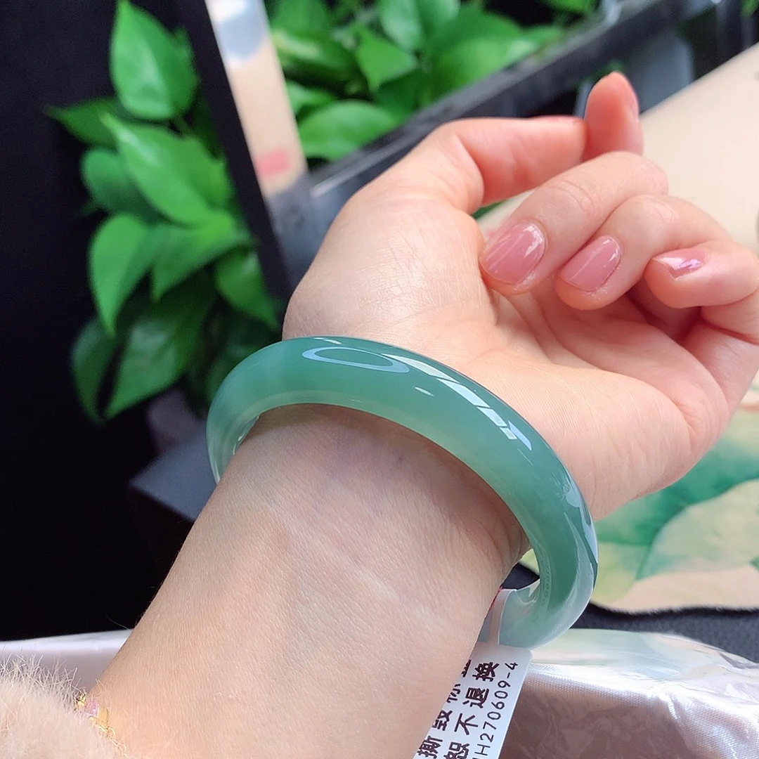 未镶嵌手镯翡翠56-57圈口完美宝石绿超显白有质感4号