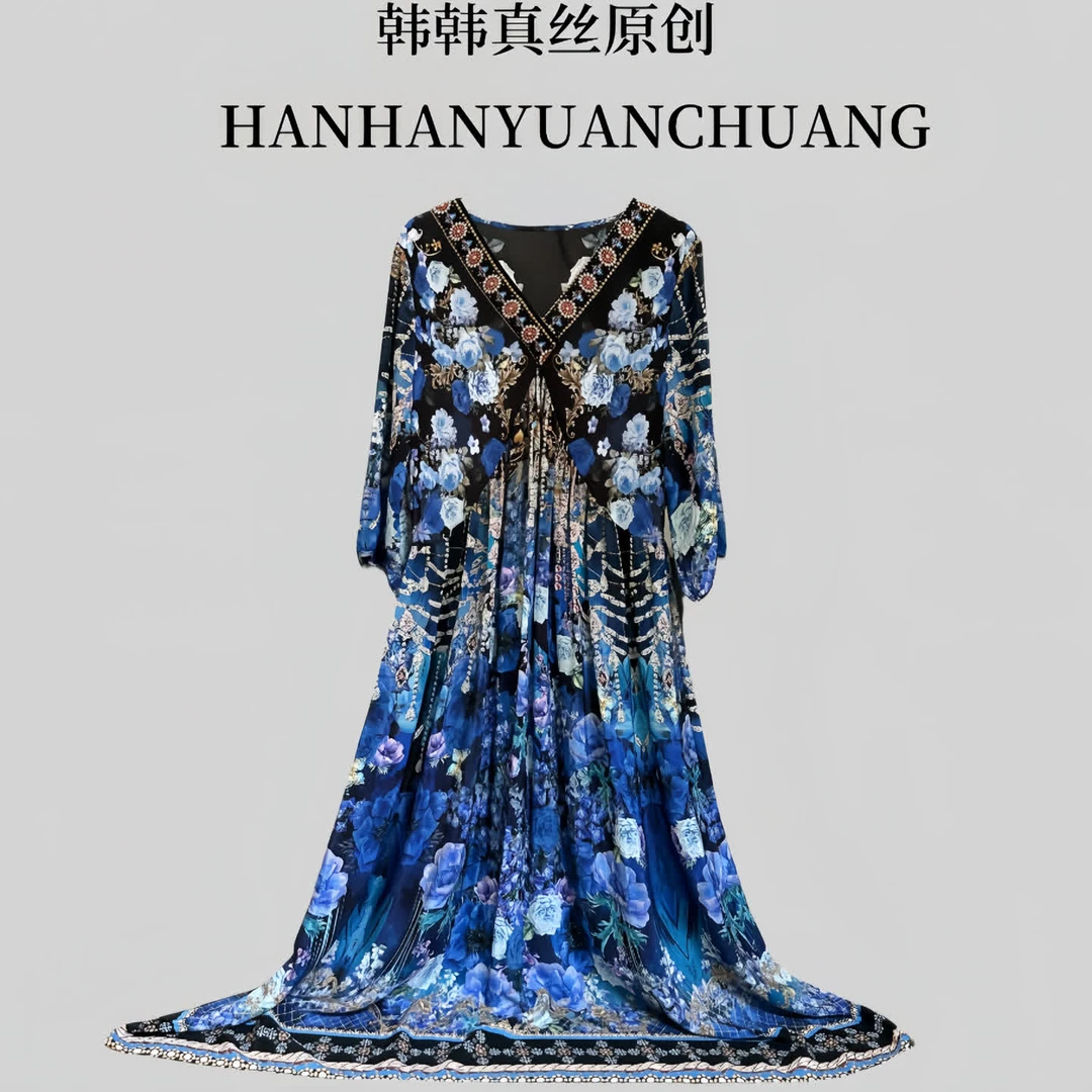 2025【蓝色之谜】高定桑蚕丝单层连衣裙#1735#HH#118