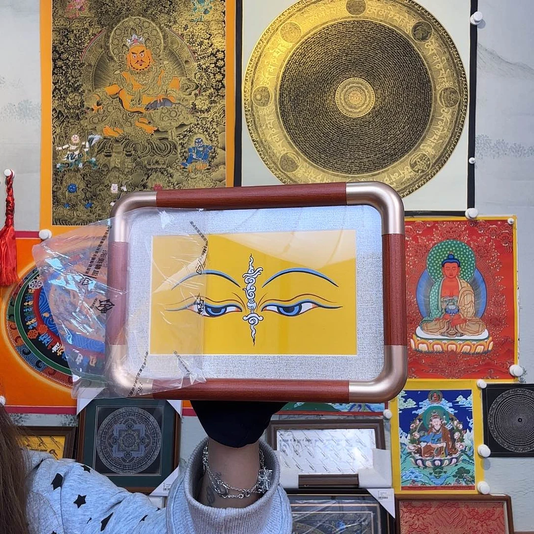 卷轴画纯手绘唐卡文殊般若法眼15✖️21厘米左右