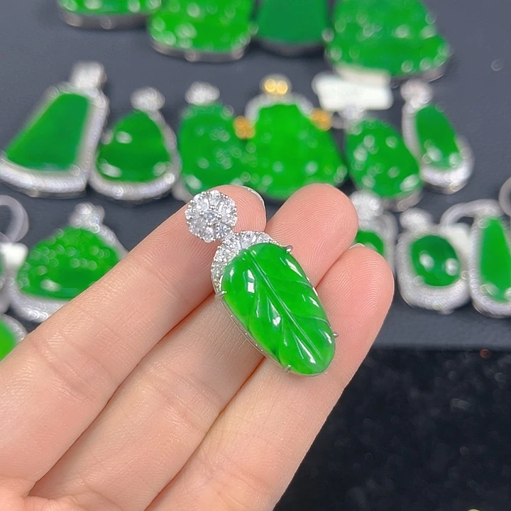 翡翠银S925镶嵌吊坠(不含链)