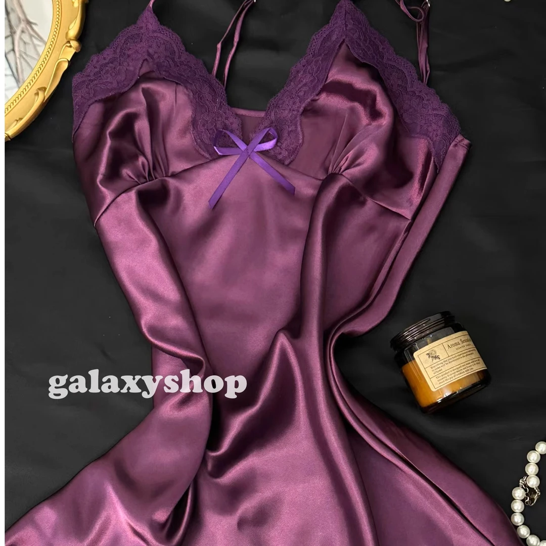 猫什么喵战袍pro·升级版*质感冰丝蕾丝边吊带睡裙