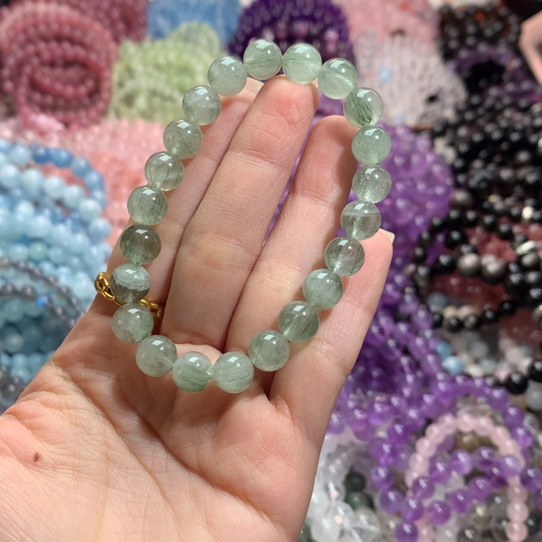 水晶手链未镶嵌绿发晶卡8.5