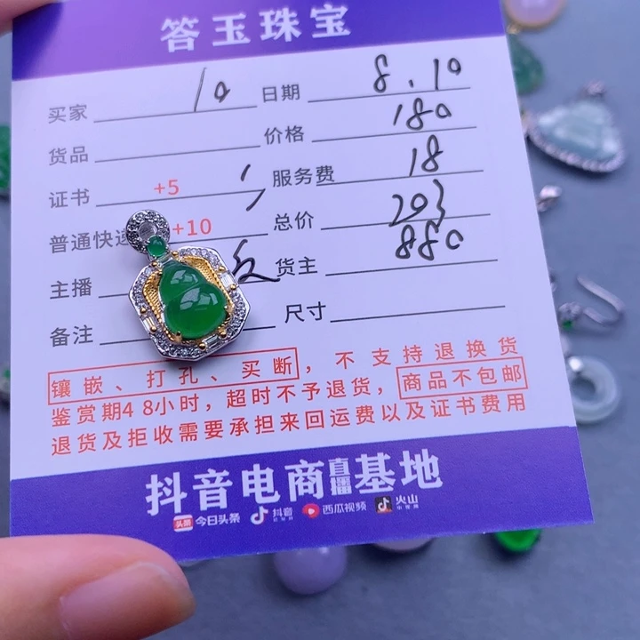 翡翠银S925镶嵌颈饰1****9