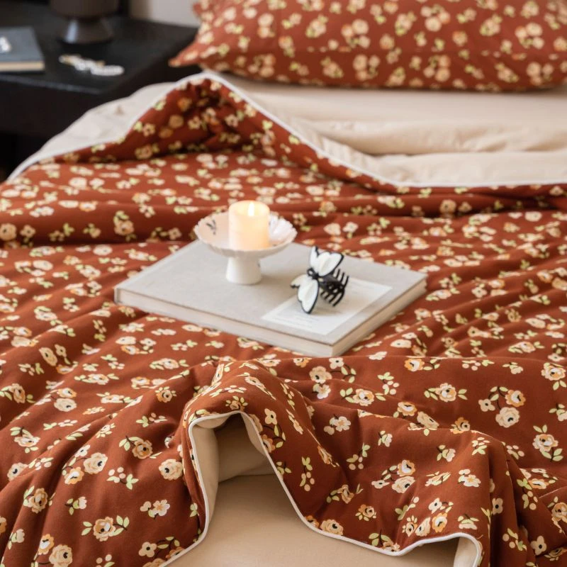 100%全棉纯棉印花夏被夏凉被针织棉空调被毛巾被床单休闲毯多功能