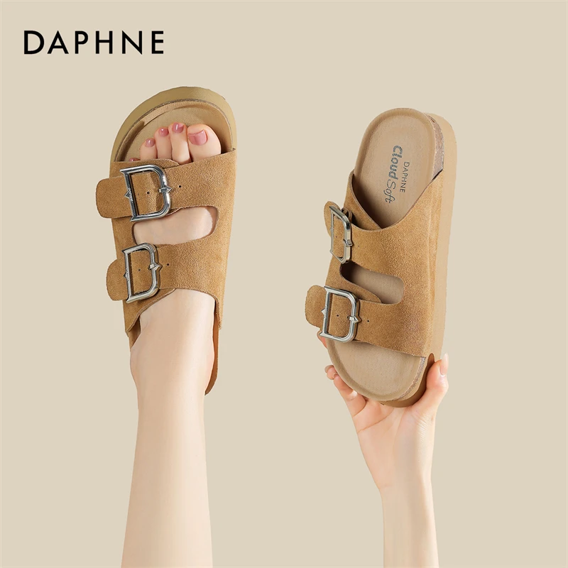 达芙妮正品厚底勃肯拖鞋女夏季2025新款百搭时尚沙滩软木凉拖鞋女