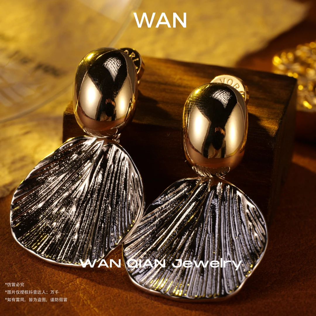 铜合金耳饰 法★【海风少女】南法肌理 轻奢气质时尚耳钉-D019