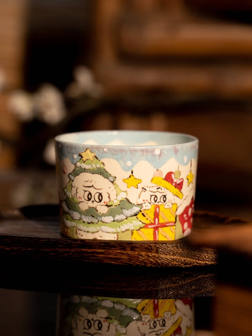 弯弯日记 | 礼物款小场景插画小狗猪口杯