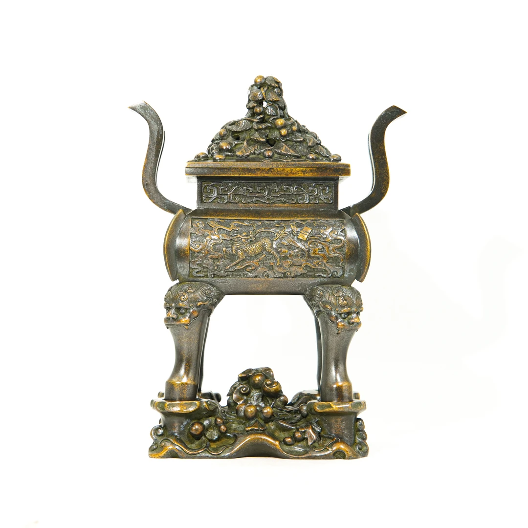 CSCJ,朝冠耳麒麟诵经熏炉,c538