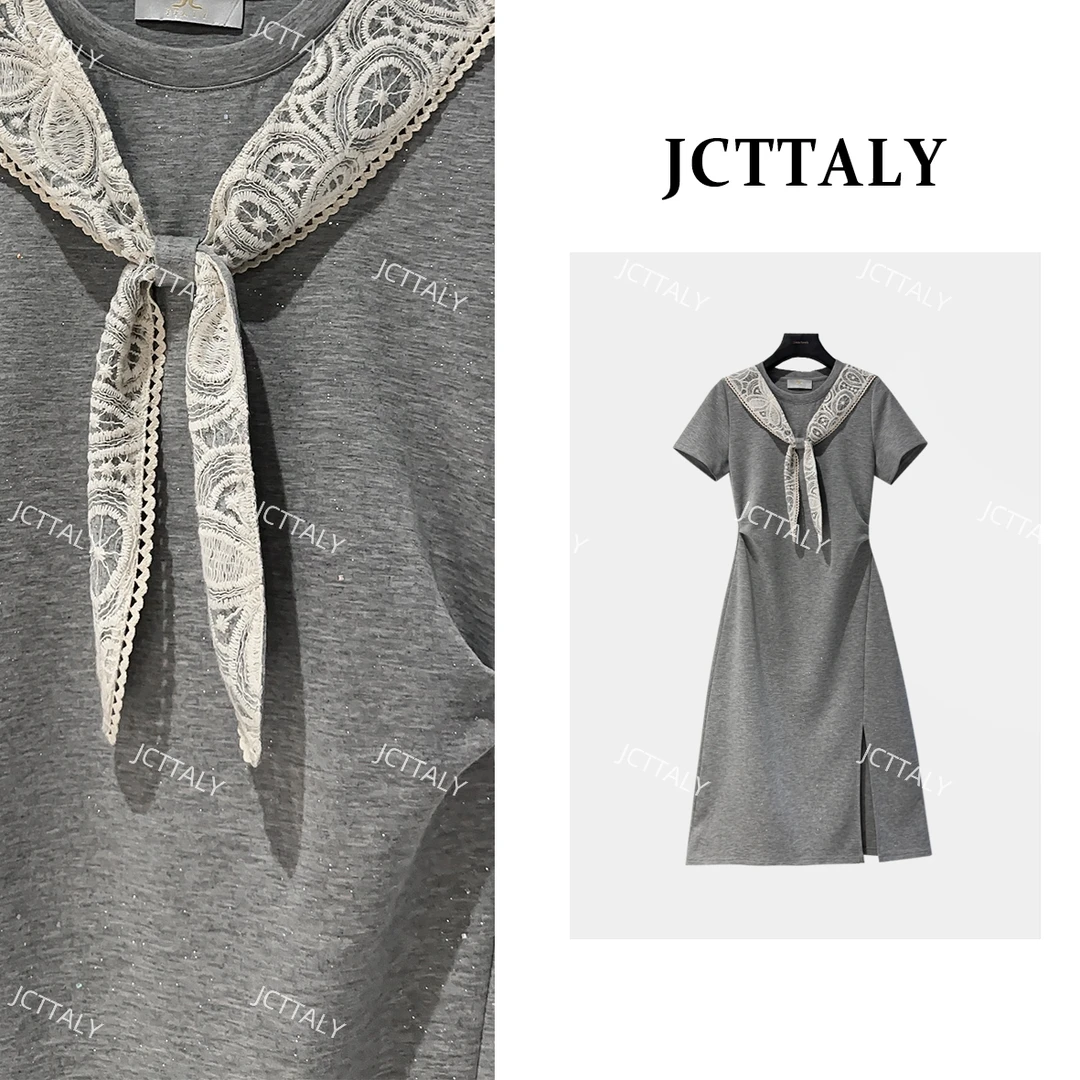 【宠粉价】A字版灰海军领镂空收腰显瘦25夏季新款连衣裙女JC-A3745