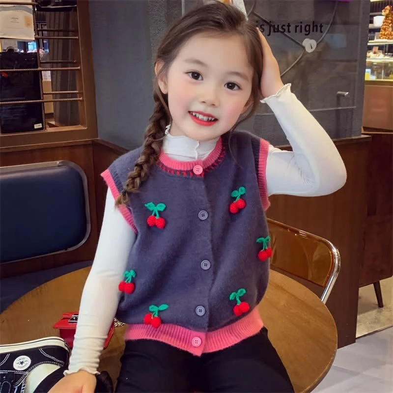 【新品】女童针织马甲秋装2025新款儿童坎肩背心上衣女孩外穿毛衣