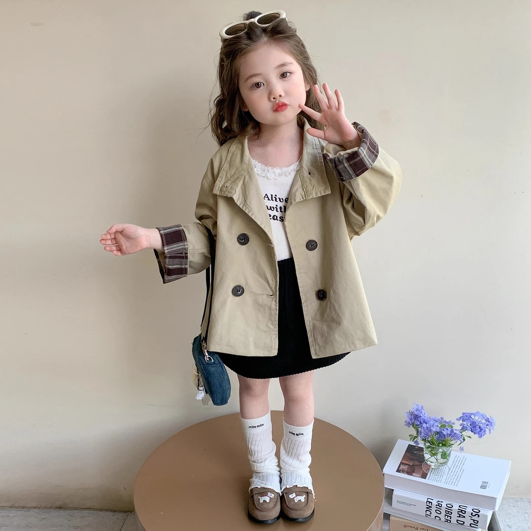 女童休闲外套秋季2025新款中长款洋气秋装上衣韩版复古儿童风衣潮