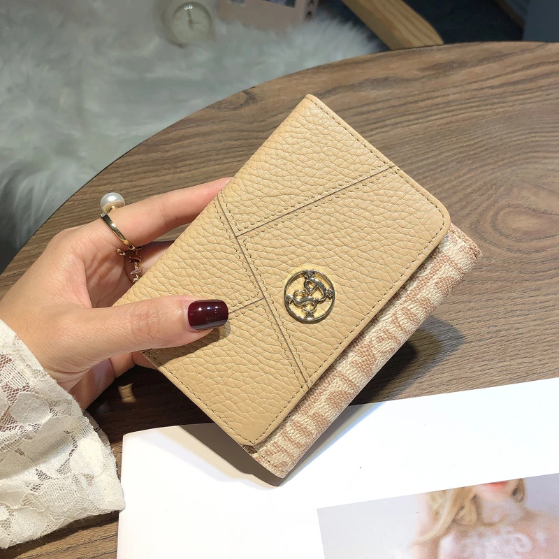 头层牛皮短款三折钱包女2025新款真皮小巧多卡位证件卡包大钞钱夹