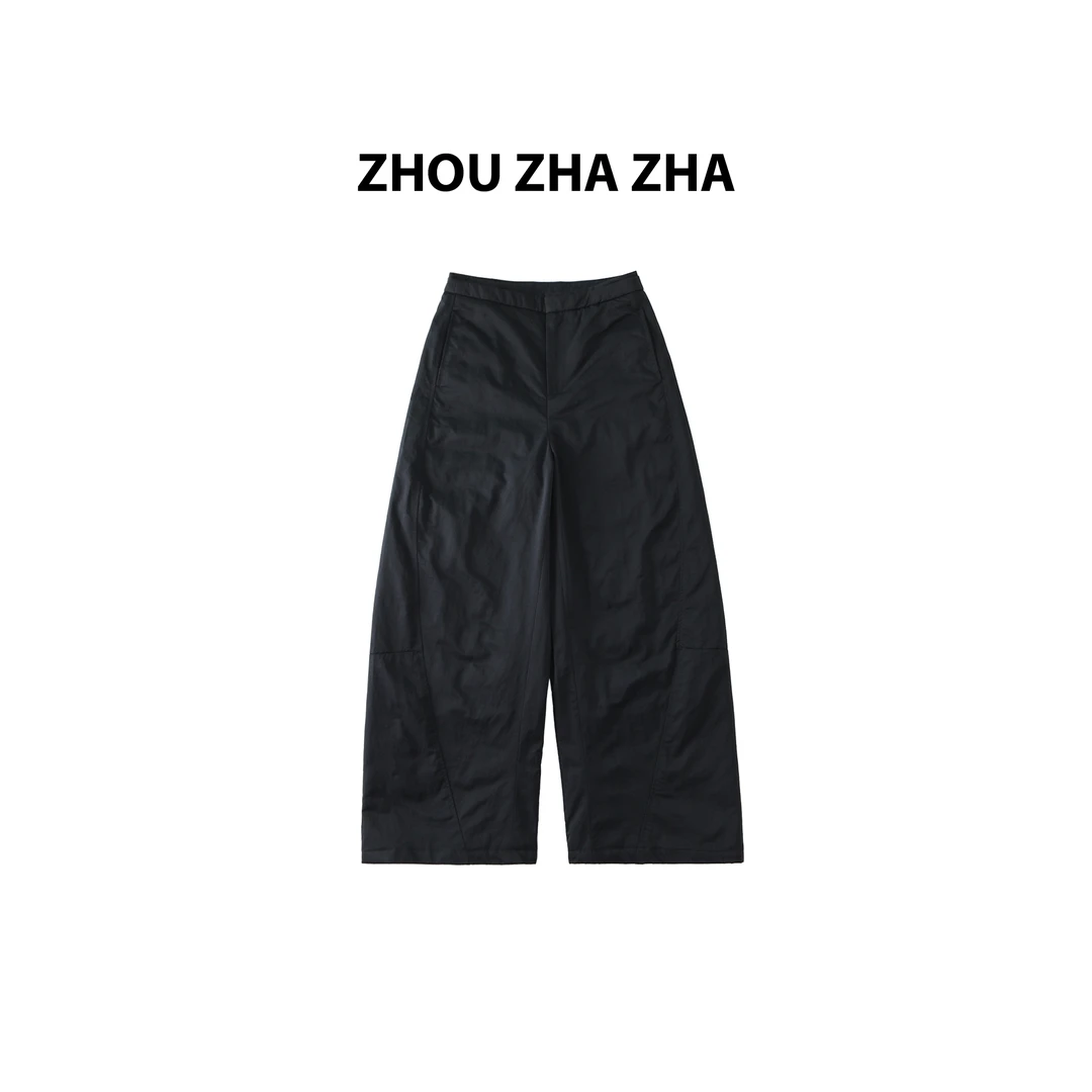 【周炸炸】简约立体分割廓形绗棉气球白鸭羽绒裤#545565