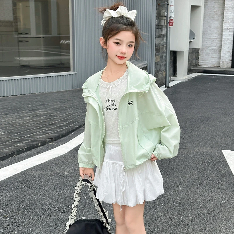 女童防晒衣2025新款11岁儿童皮肤衣时尚百搭小女孩夏天轻薄款外套