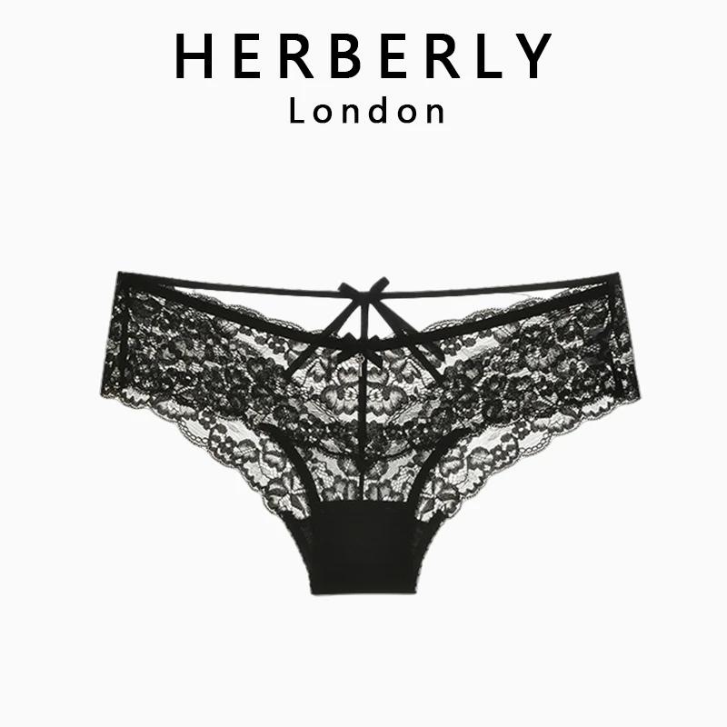 英国 HERBERLY 性感轻薄透气内裤女蕾丝花边细带迷你低腰三角内裤