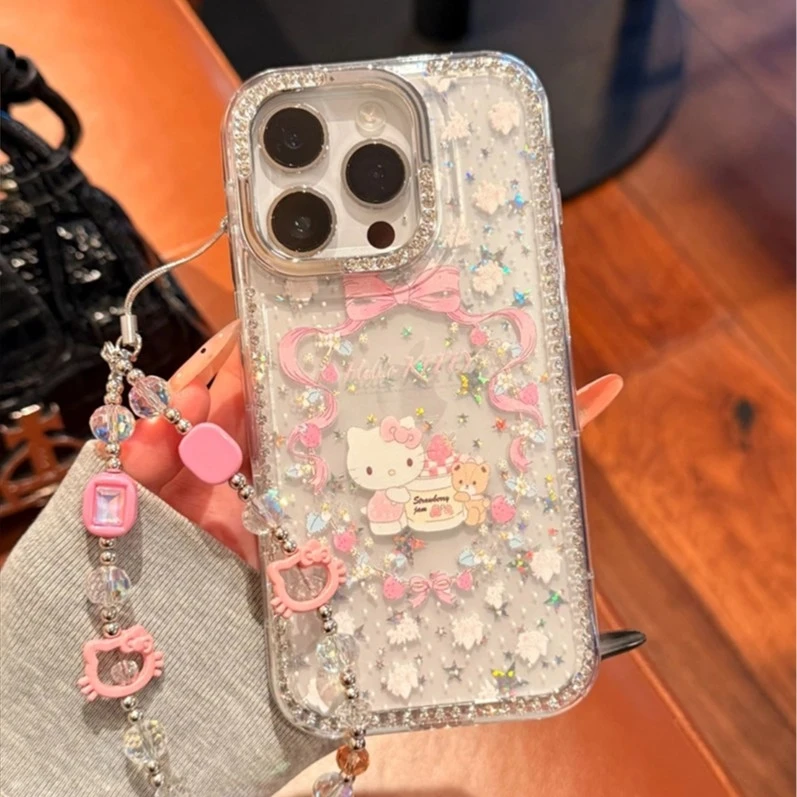 适用kitty小熊花园镭射星星苹果16promax手机壳iPhone15/14/13/12