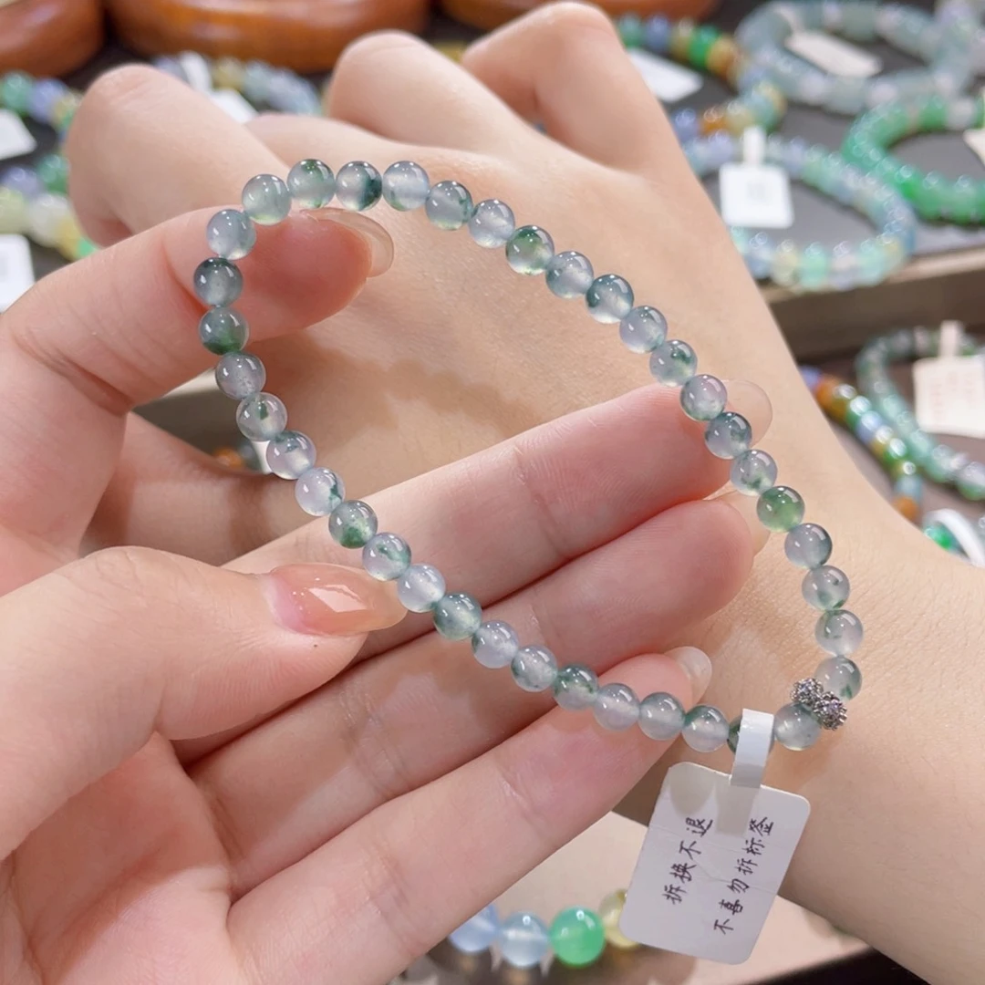 未镶嵌手链翡翠卡5冰飘绿花