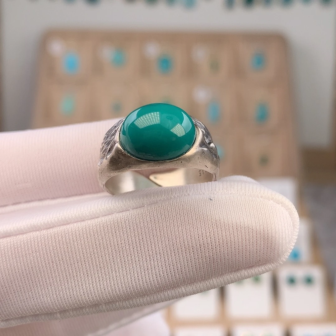 绿松石银S925镶嵌戒指